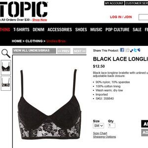 ISO: Hot Topic Black Floral Lace Longline Bralette in Size S (or XS or M)